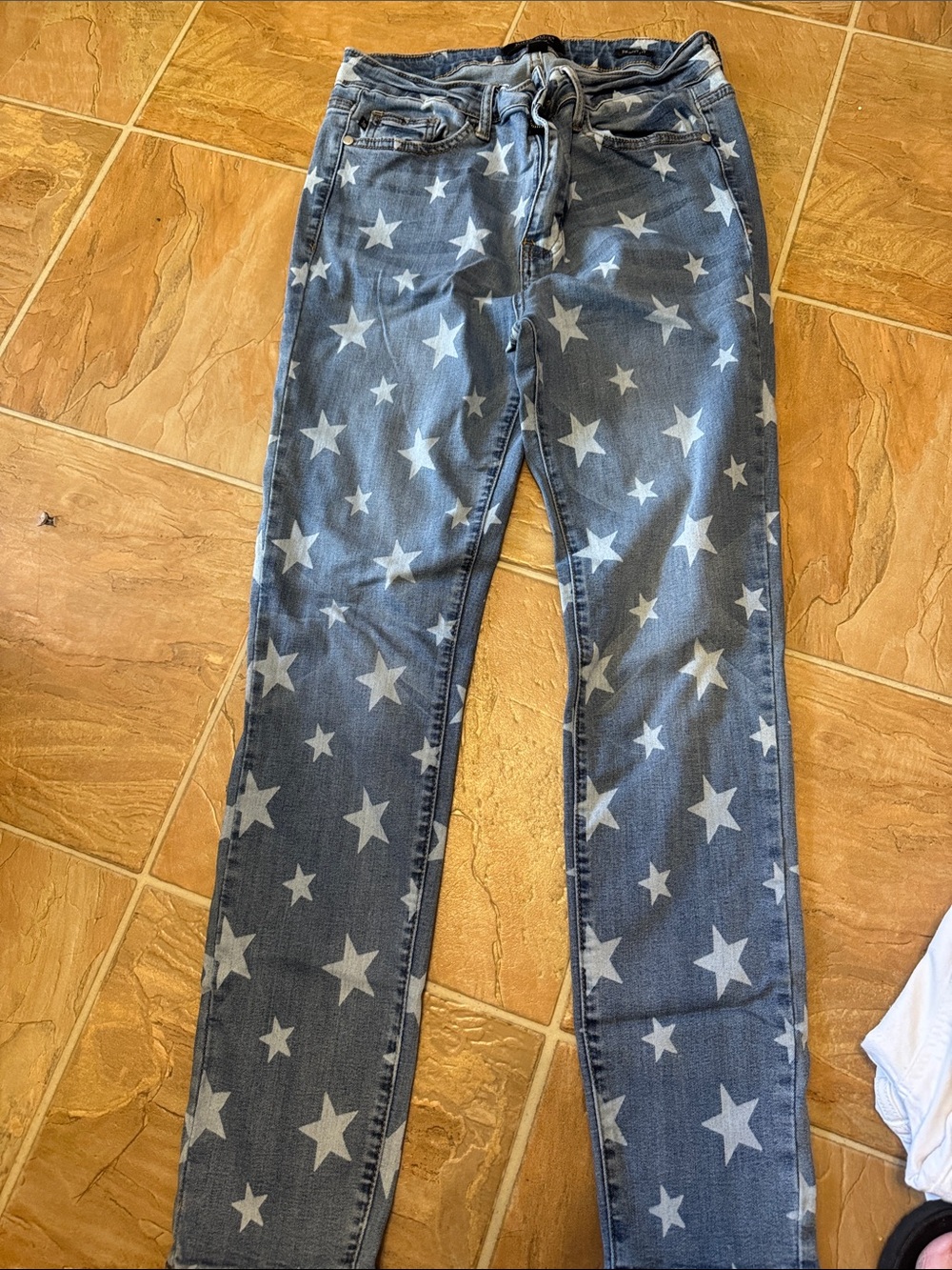 Judy Blue Denim Skinny Jeans with White Star Print
